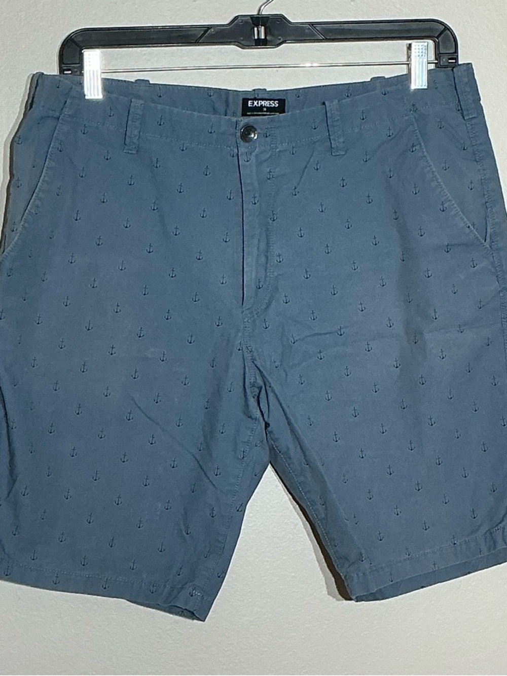 Express Men's 36 Navy Anchor-Print Flat Front Shorts